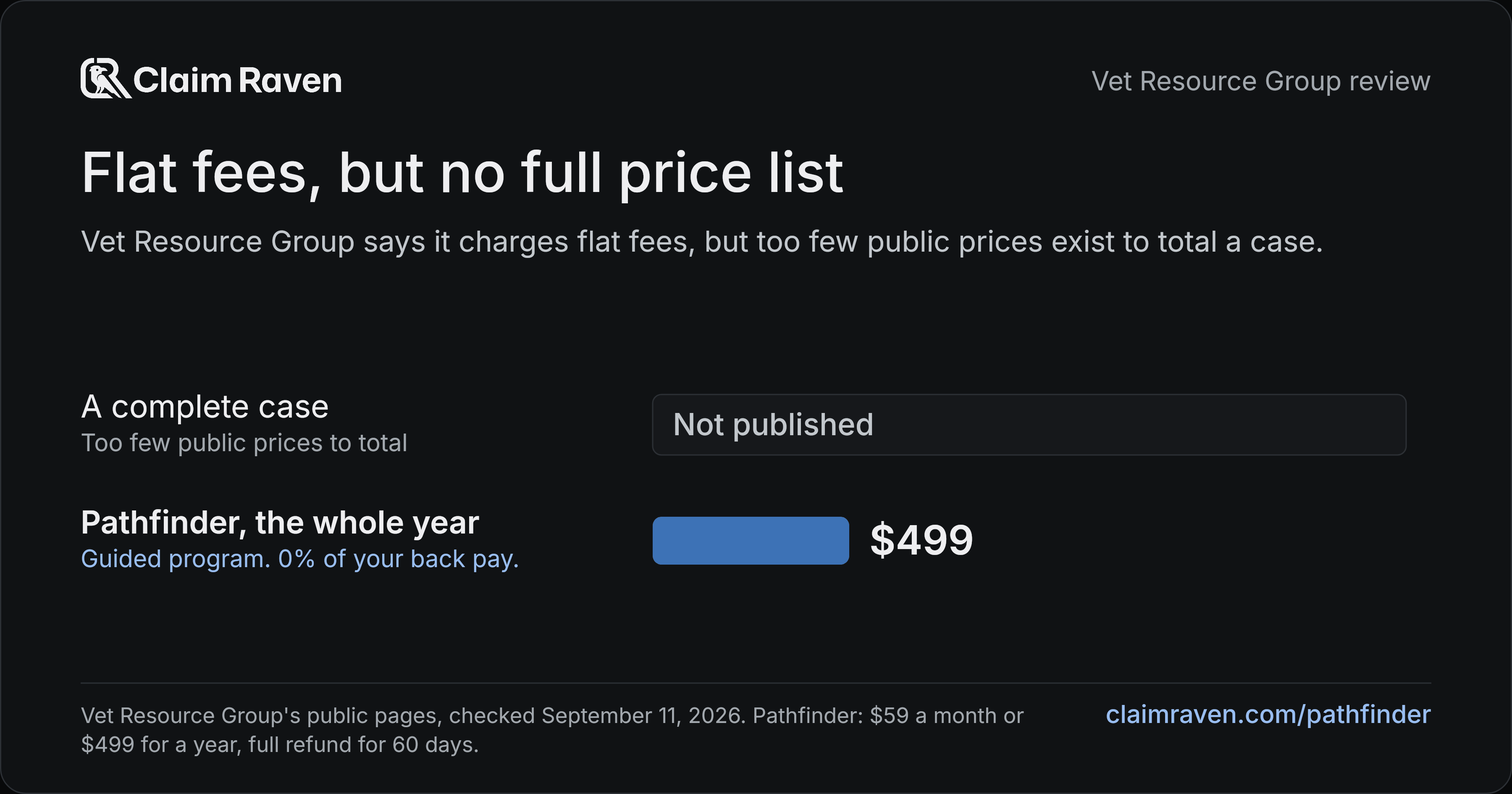 Flat fees, but no full price list. A complete case: Not published; Pathfinder, the whole year: $499.